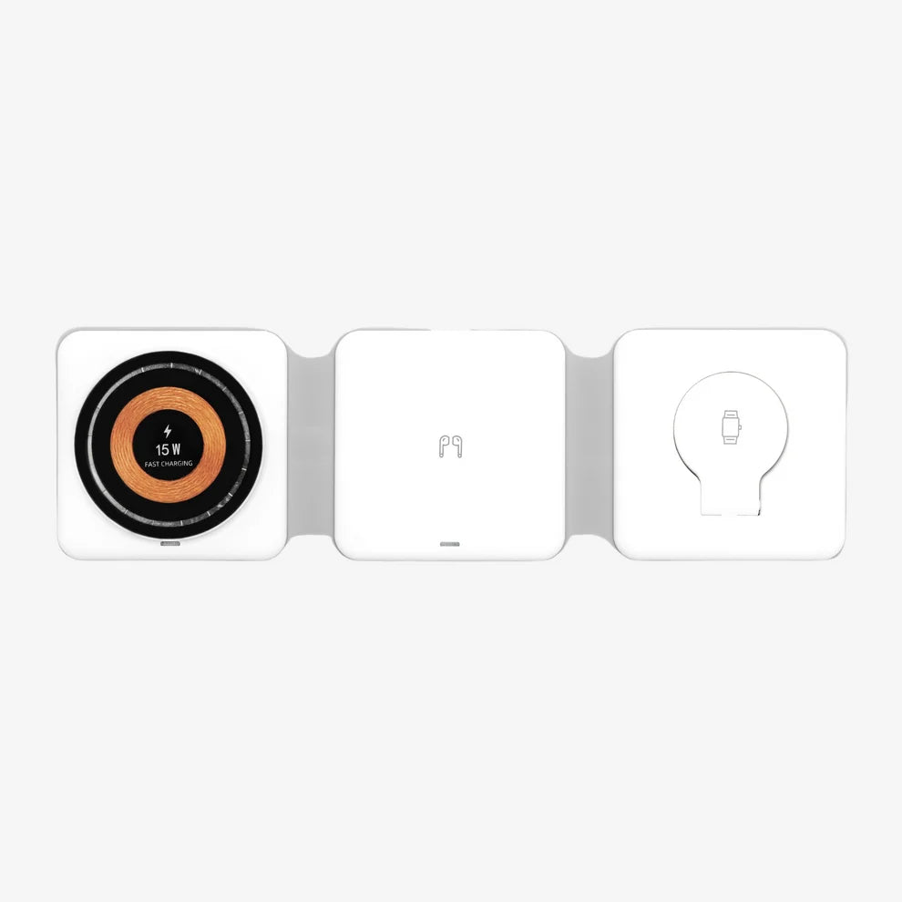 Station de charge sans fil pliable 3 en 1 pour Apple et Samsung