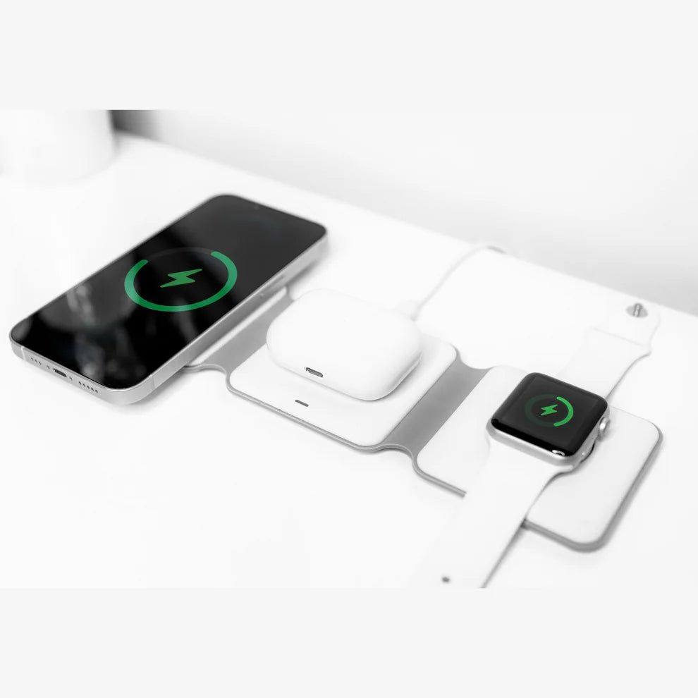 Station de charge sans fil pliable 3 en 1 pour Apple et Samsung