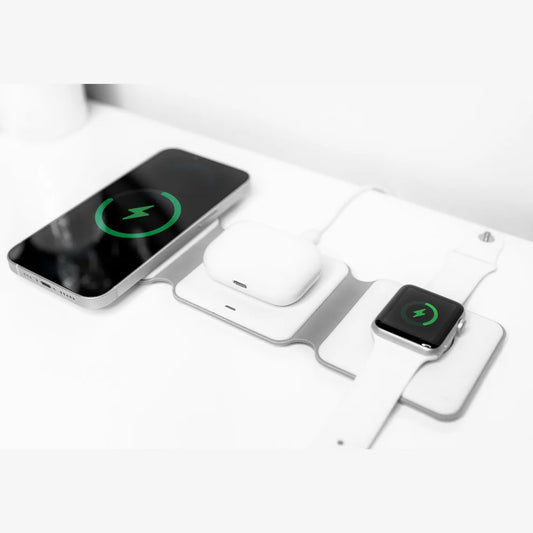 Station de charge sans fil pliable 3 en 1 pour Apple et Samsung