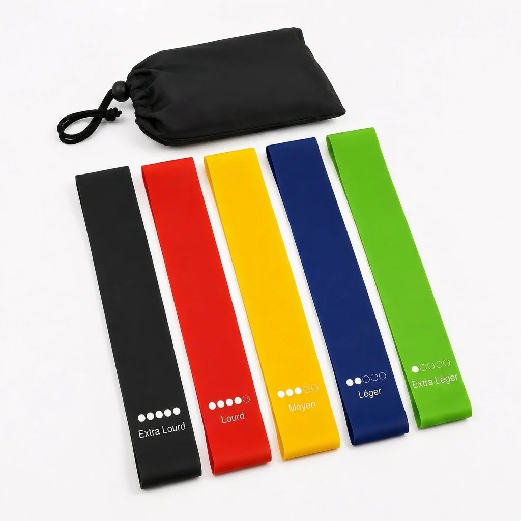 Lot de 5 bandes élastiques pour exercices de cheville