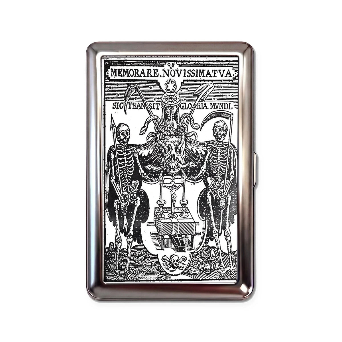 Porte-cartes en métal Memento Mori