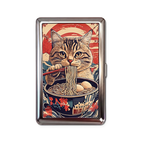 Porte-cartes en métal Ramen Cat