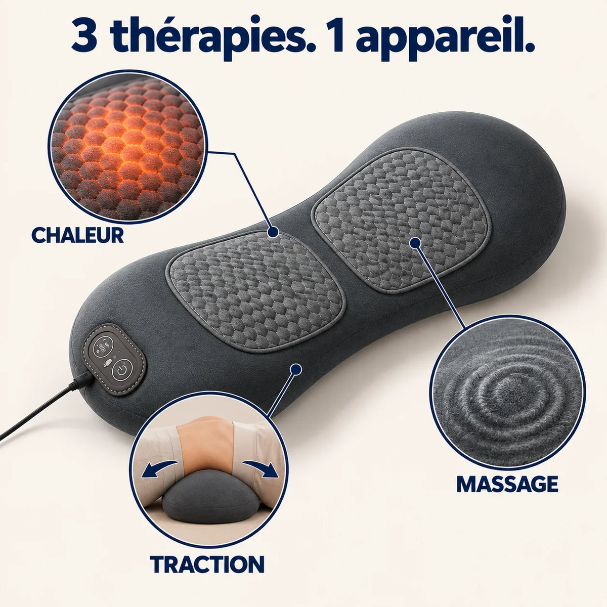 SpineEase 3 thérapies chaleur massage traction