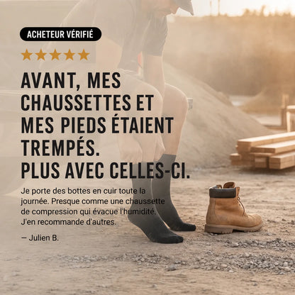 Avis acheteur vérifié — avant mes chaussettes et mes pieds étaient trempés, plus avec celles-ci