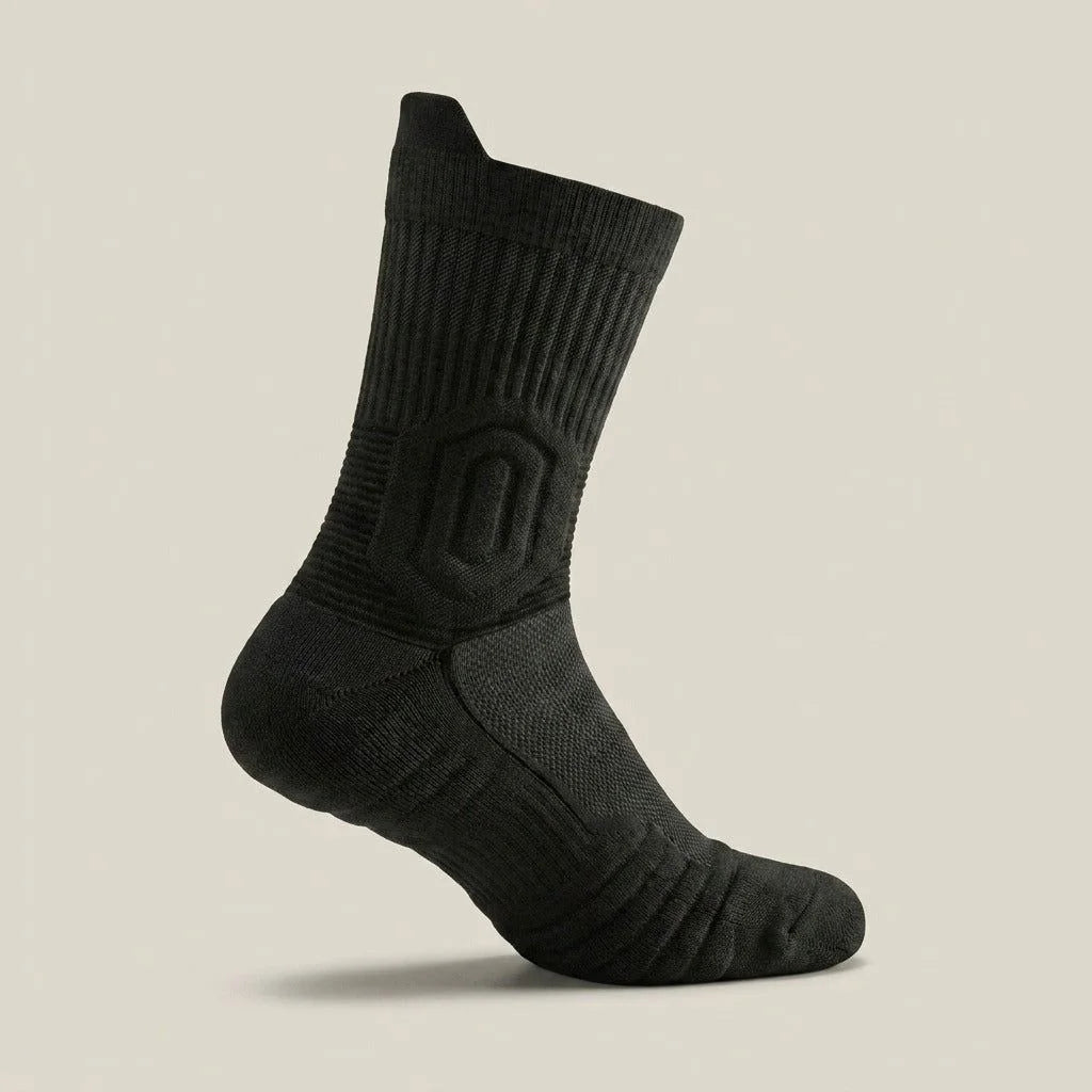 Chaussette de travail SteelStep noire — talon et orteils renforcés, amorti ciblé