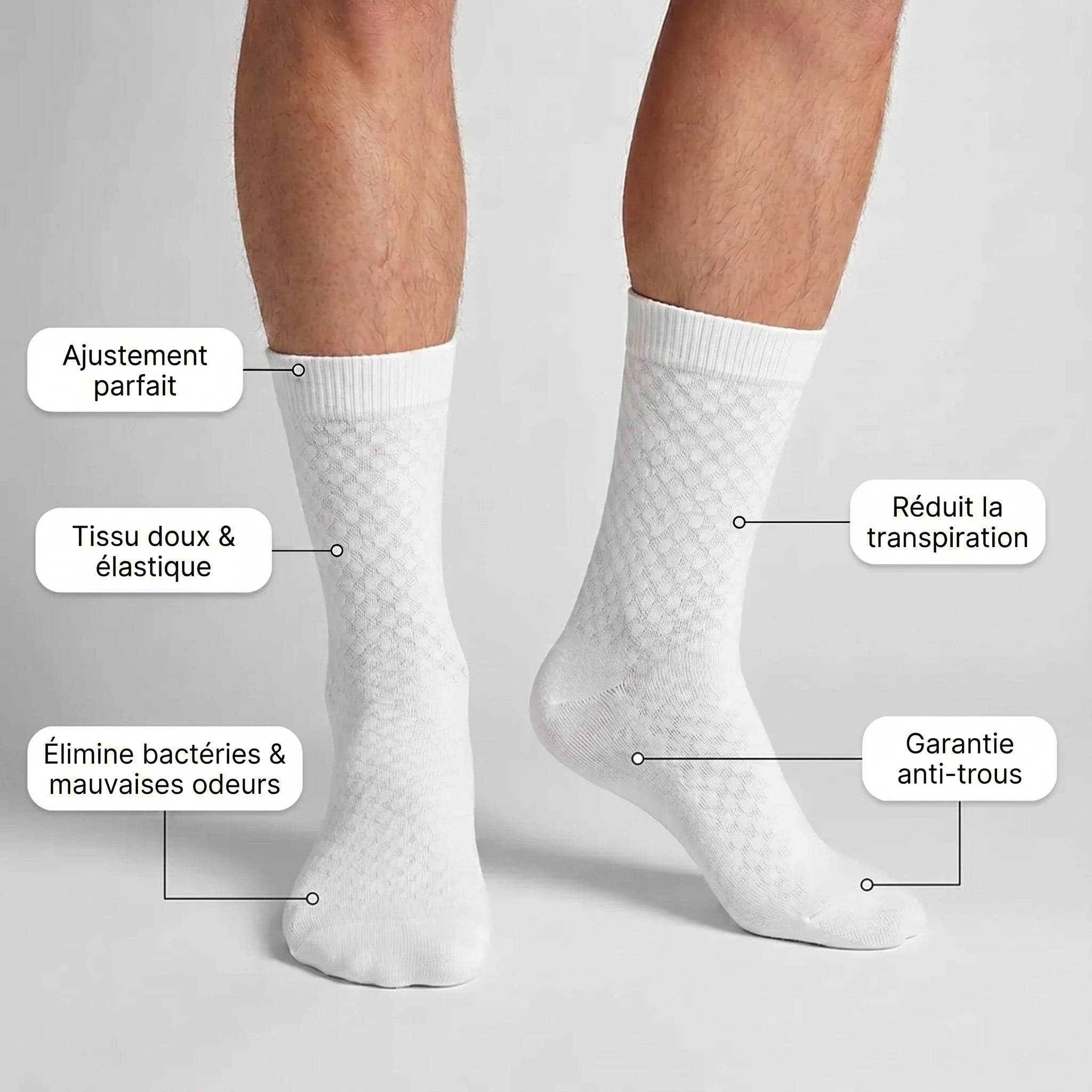 Chaussettes PureStep — ajustement parfait, tissu doux, anti-bactéries, anti-transpiration, garantie anti-trous